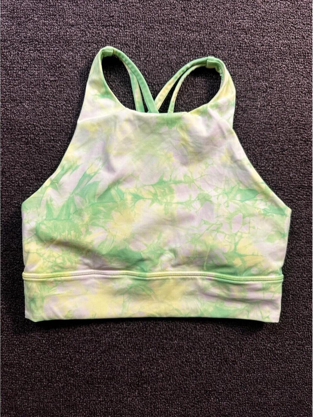 Lululemon Energy Bra Long Line Med. Support B-D Green, Sz 8